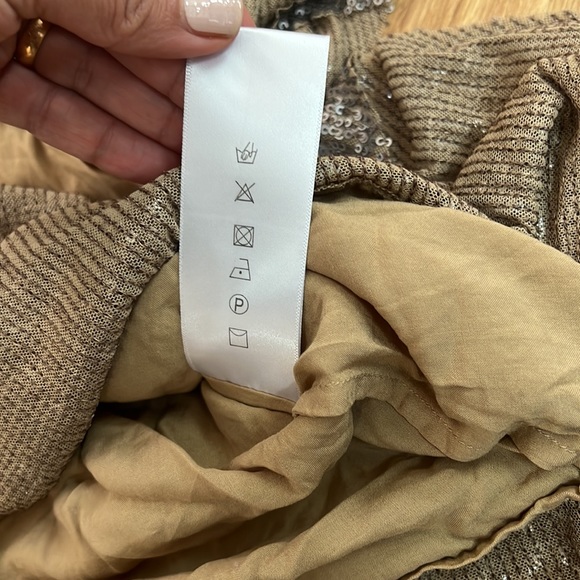 Anthropologie Farm Rio Gold Sequin Tiered Ruffle Midi Skirt Size Large - Picture 15 of 16